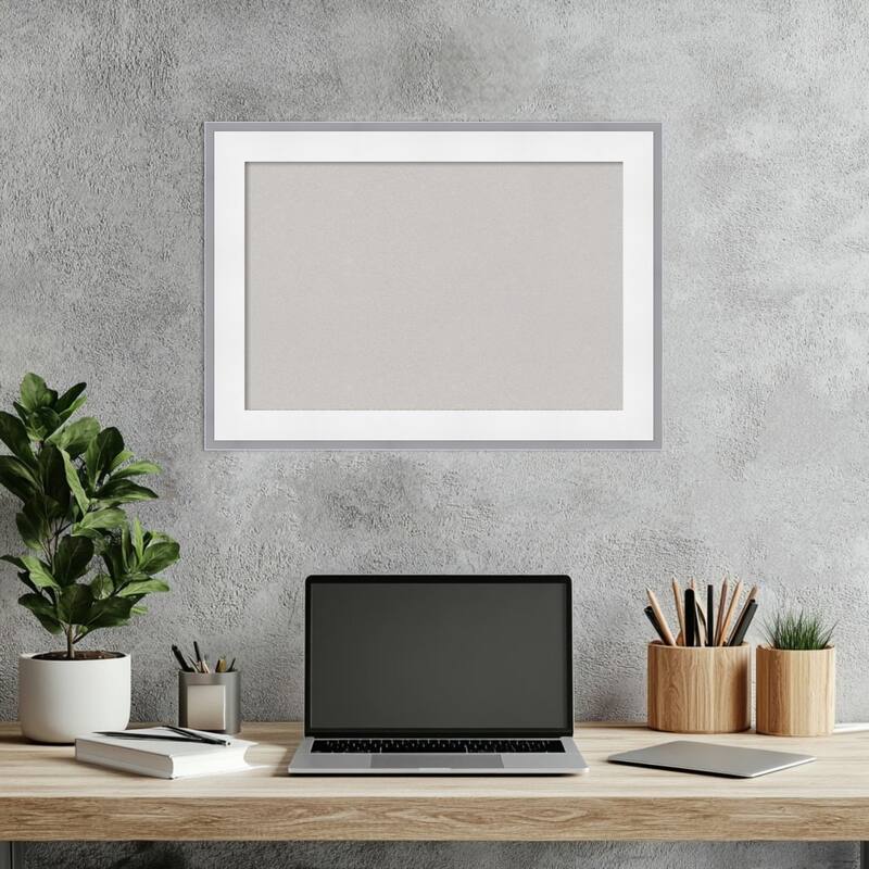 Maya White Silver Framed Cork Board - Bulletin Board, Organization Board, Pin Board