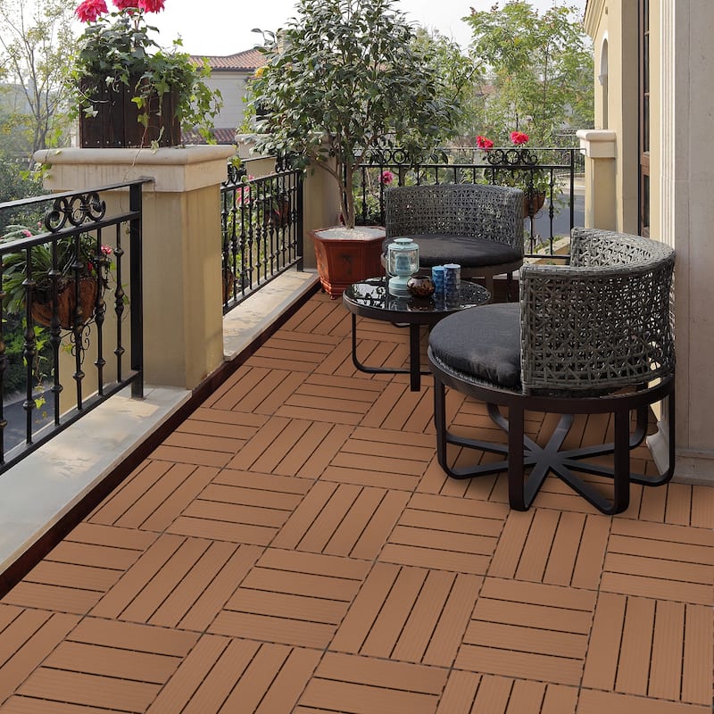 Plastic Interlocking Deck Tiles, 12.00"x12.00"(Pack of 44), Patio Flooring Outdoor Waterproof All Weather Use for Garden