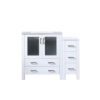 42-inch Bathroom Vanity with Ceramic Top, Solid Wood Frame, Soft-Close Storage, and Pre-Drilled Faucet Hole