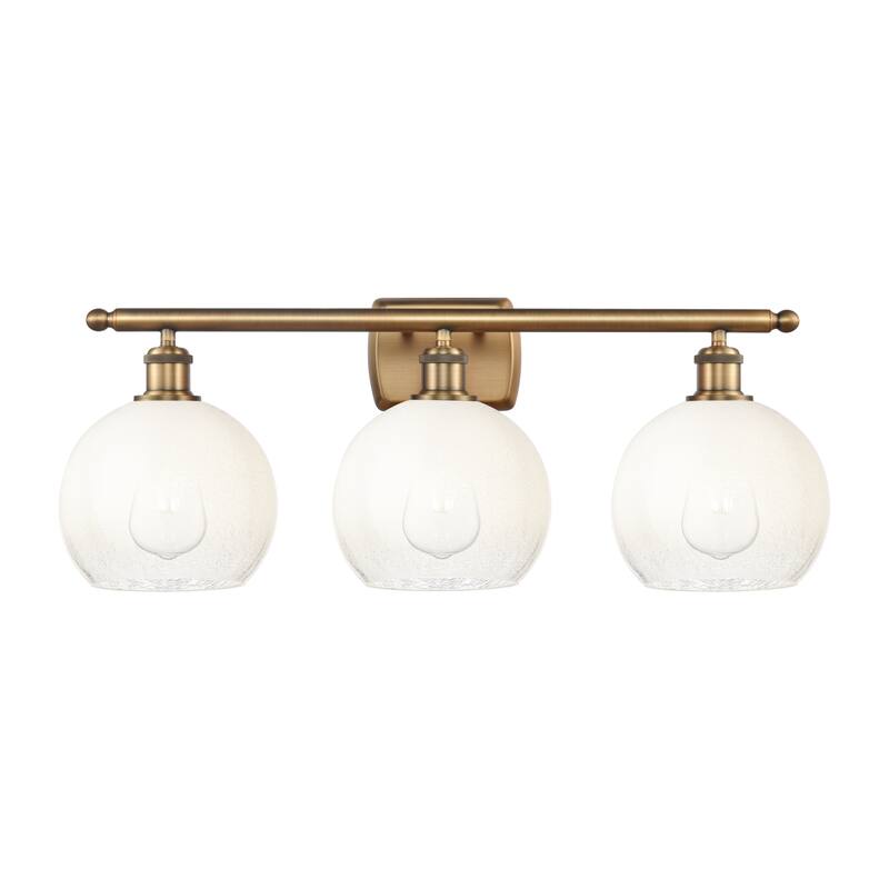 Innovations Lighting Endless Possibilities Ballston - Brookhaven Globe - 3 Light 28" Bath Vanity Light - Brushed Brass/Opal