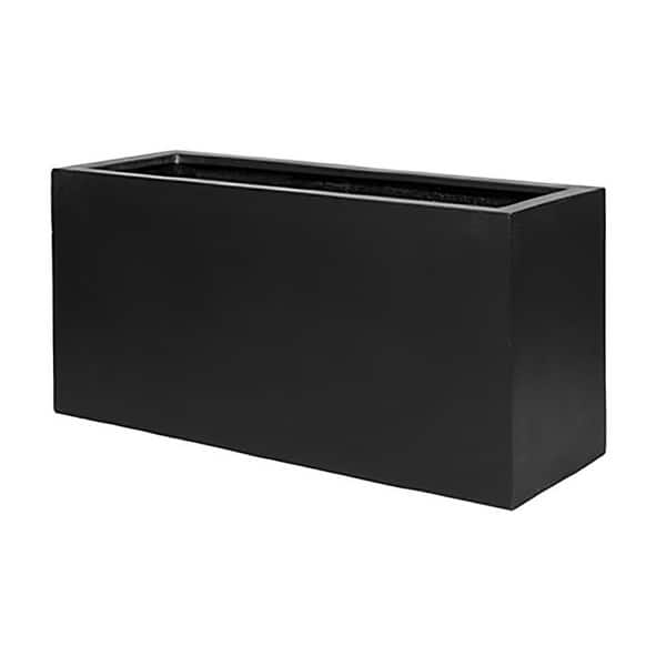 Large Black Rectangular Planter Box Elegant Modern Fiberstone Indoor Outdoor Long Rectangle