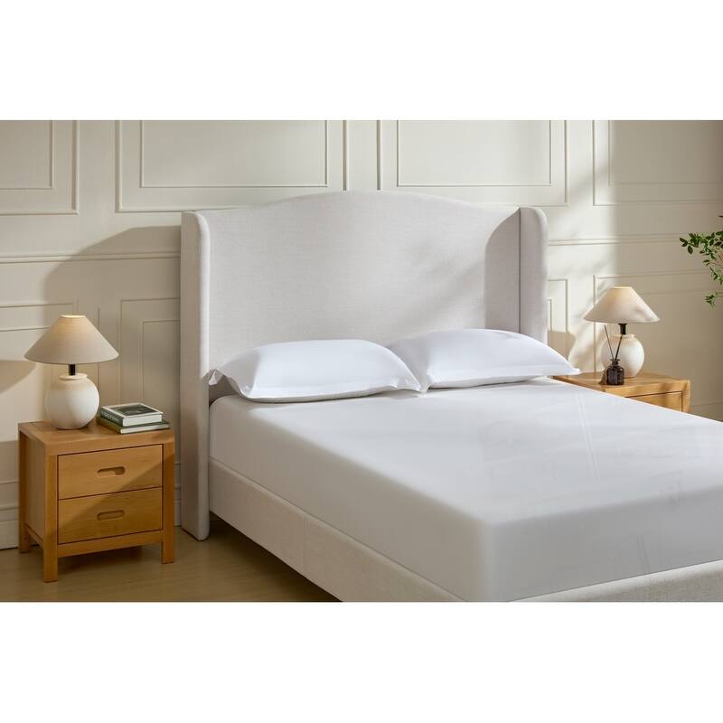 Upholstered Wingback Headboard Bed Platform Bed No Box Spring Needed