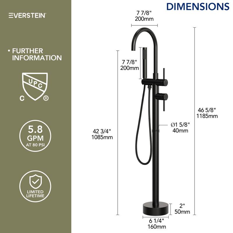 Single-Handle Freestanding Tub Faucet With Hand Shower