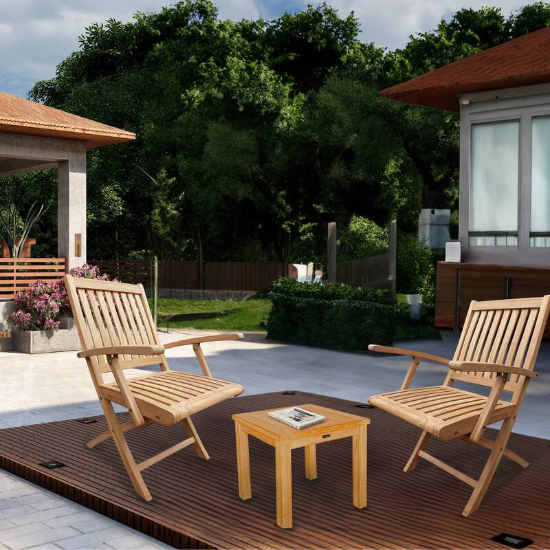 Teak Wood Santa Monica Outdoor End Table, Large