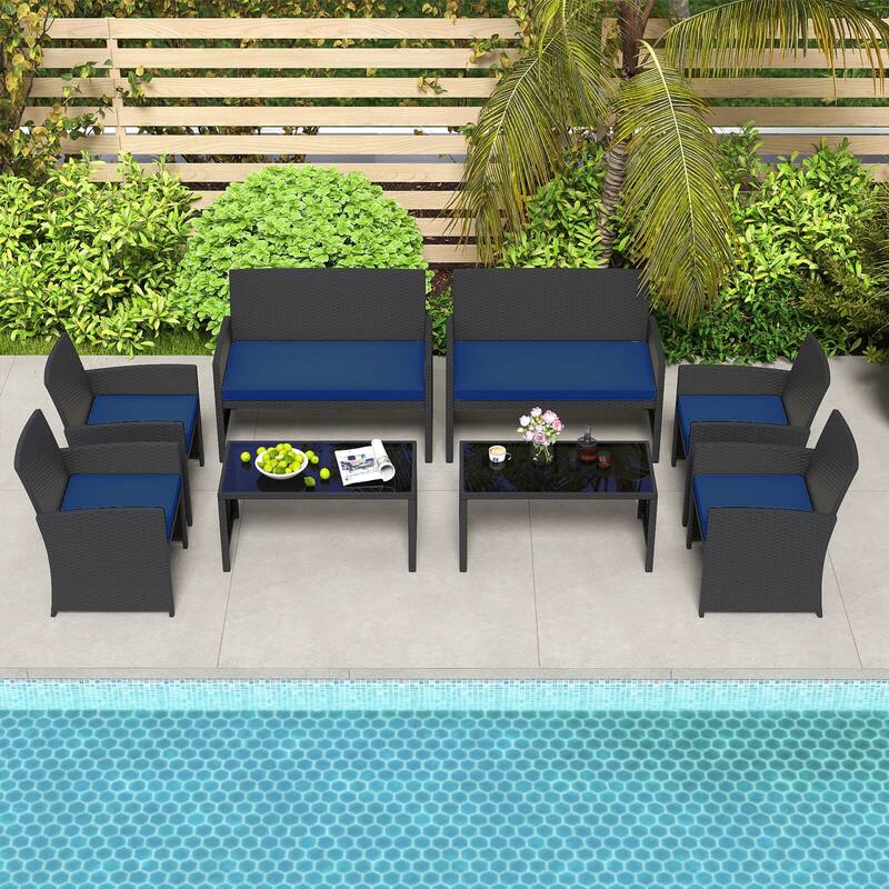Costway 4 PCS Patio Conversation Set with Seat Cushions & Tempered - See Details