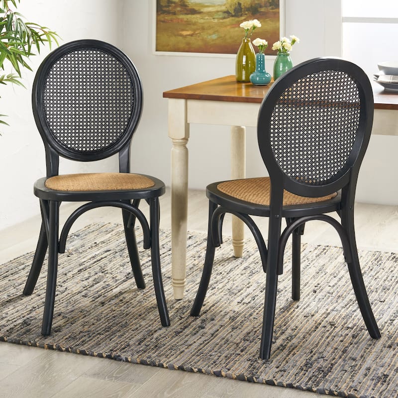Chittenden Wood Dining Chair (Set of 2) by Christopher Knight Home - Matte Black