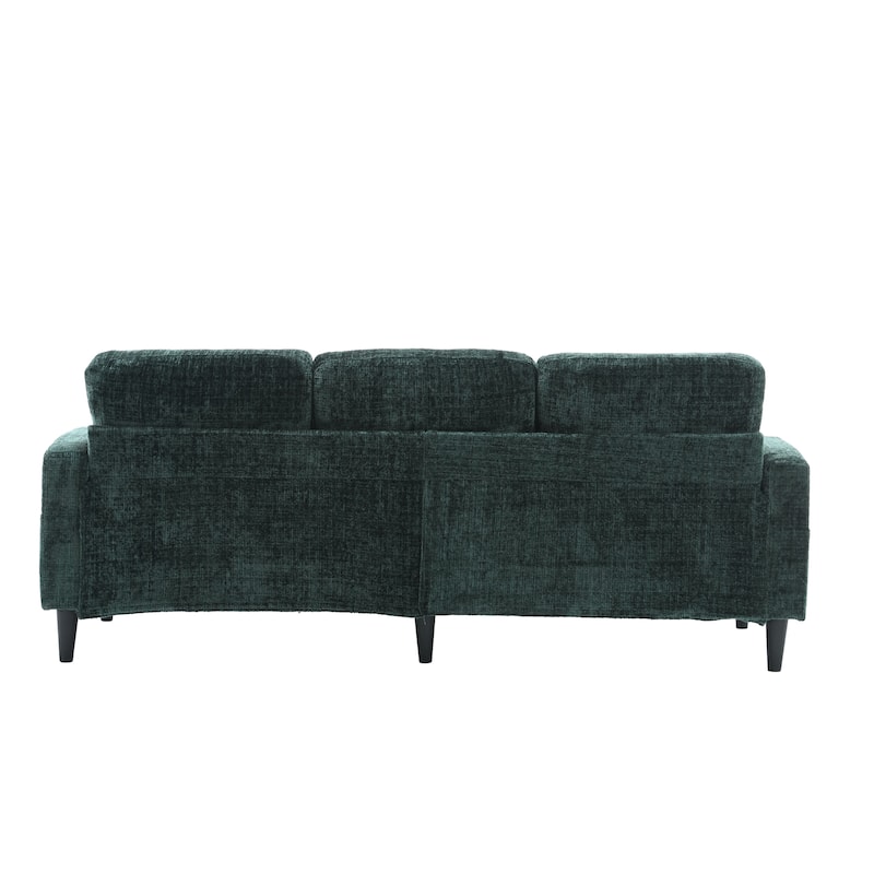 Modular Sectional Sofa with Storage Ottoman, Comfy Chenille Fabric Sofa, 3-Seater Sofa with Side Pockets & 2 Cup Holders