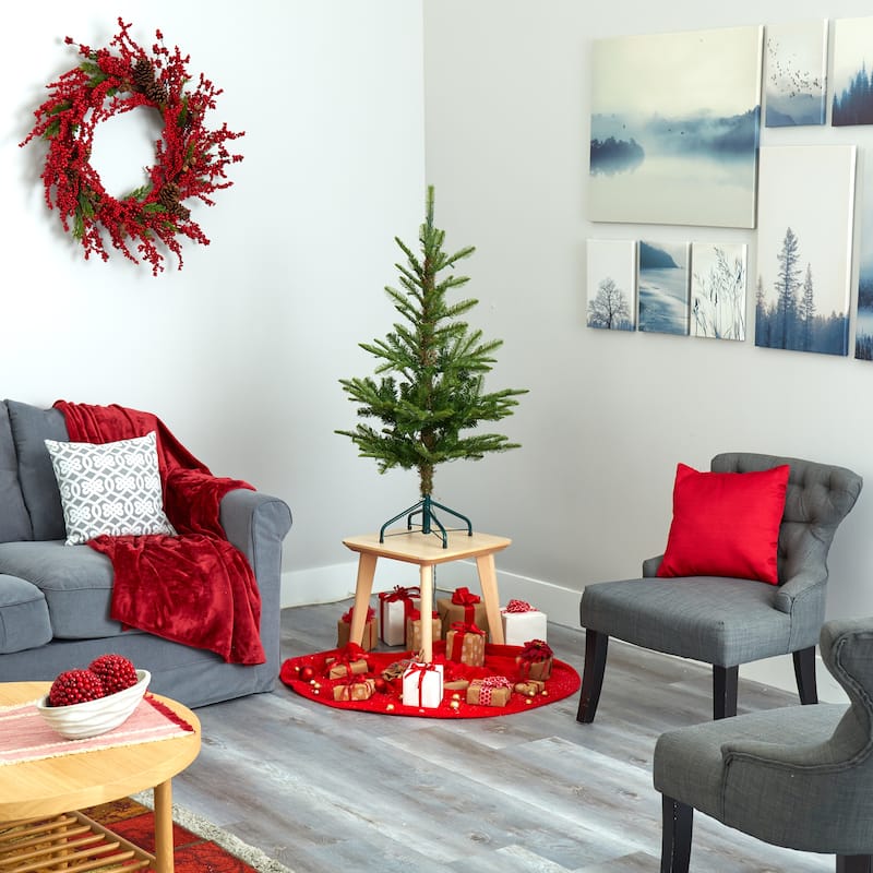4’ Pre-Lit Washington Spruce Artificial Christmas Tree, Clear LED Lights - 4 Foot
