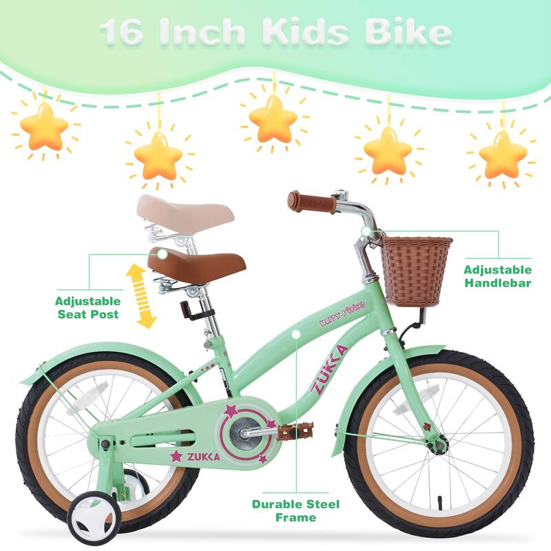 Multiple Colors, Girls Bike for 4-7Years Old Kids, 16 inch wheel, Training Wheels Included