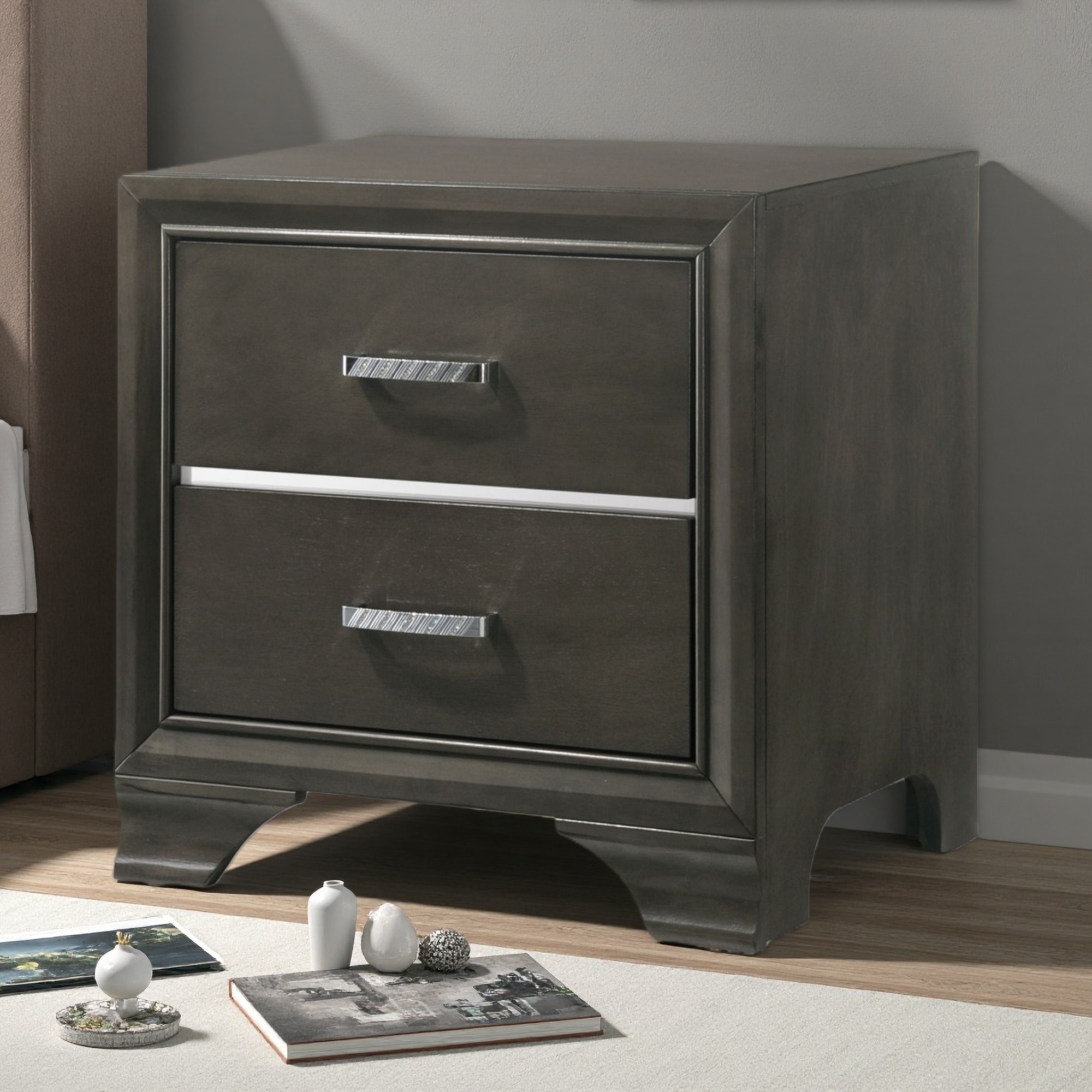 24"L Wood 2-Drawer Nightstand with English Dovetail, 3/4 Extension & Safety Stops