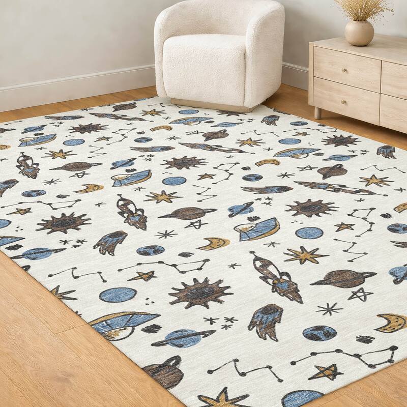Machine Washable Indoor/ Outdoor Spaceship Chantille Rug