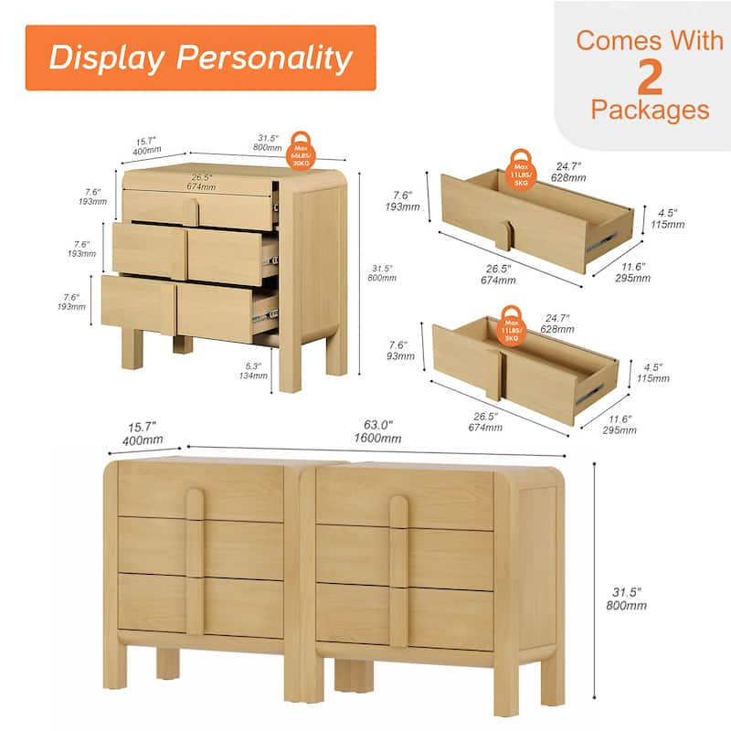 WAMPAT Modern Dresser TV Stand For Tvs Up To 75 Inch, Cruved Entertainment Center, Wood TV Console With Storage For Living Room