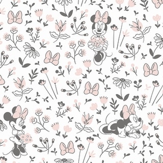 Disney Minnie Mouse Pretty as a Flower Black and White Peel and Stick Wallpaper - 216 x 20.50