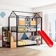 preview thumbnail 15 of 35, House-shaped Metal Bunk Bed with Storage Stair and Slide, Twin