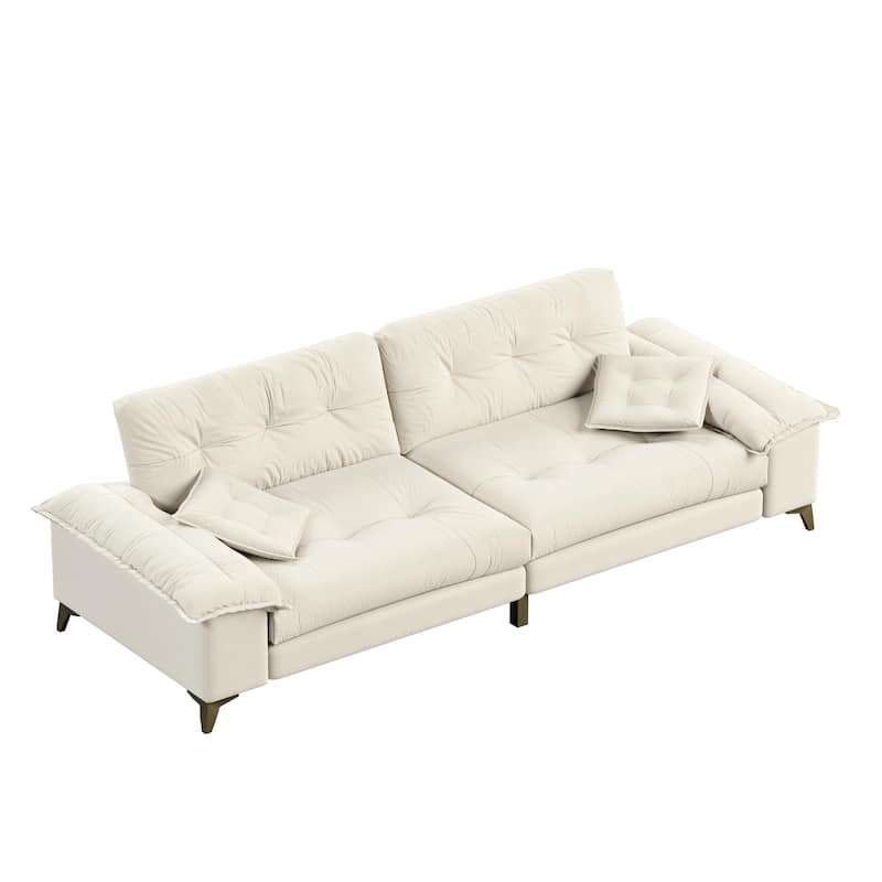 104.7" Modern Sectional Sofa with Tufted Design, Removable Armrests, Metal Legs & 2 Pillows, Chenille Upholstered Couch