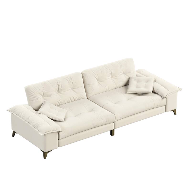 GDFStudio - Modern Chenille Tufted 4-Seater 104.7" Cloud Sofa with Wide Armrests