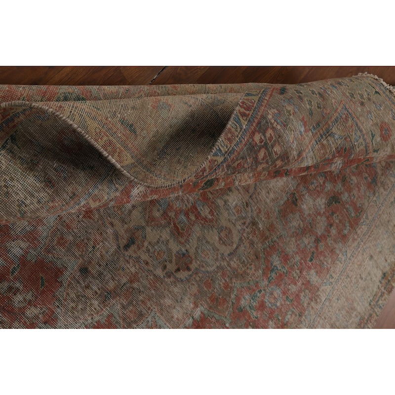 Distressed Tabriz Persian Vintage Rug Handmade Wool Carpet - 6'6" x 9'6"