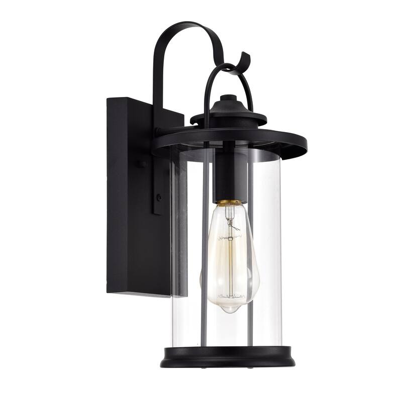 1-light Textured Black Outdoor Wall Lantern