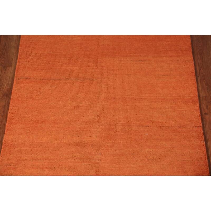 Orange Gabbeh Oriental Runner Rug Handmade Wool Carpet - 3'3" x 6'6"