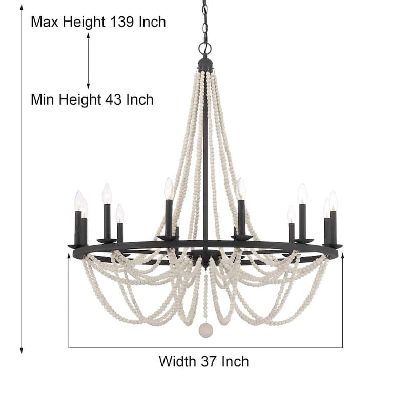 Cauhu 12-light Farmhouse Empire Beaded Chandelier - N/A