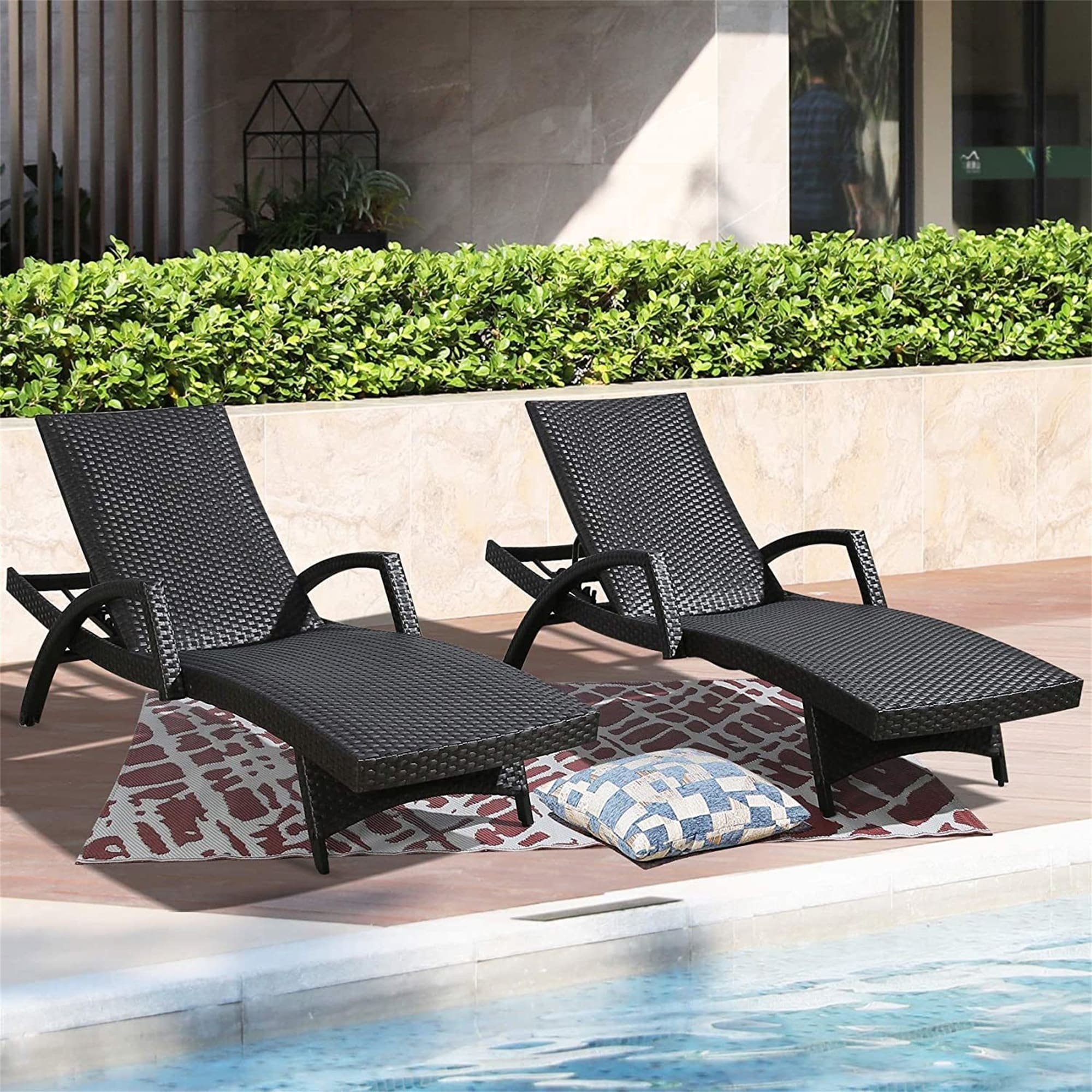 Palm aire padded woven chaise lounge with wheels sales