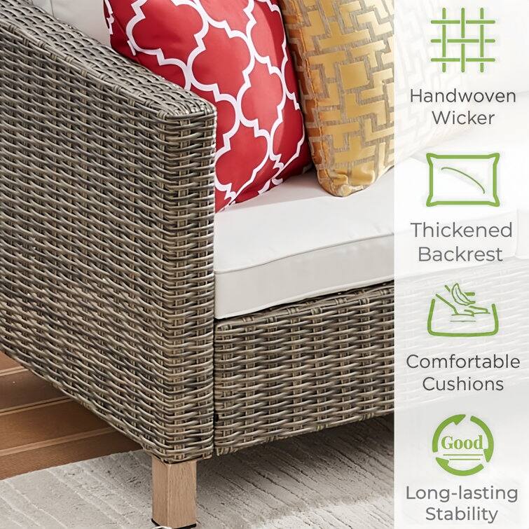 9 - Person Outdoor Wicker Patio Conversation Furniture Set With Swivel Chairs