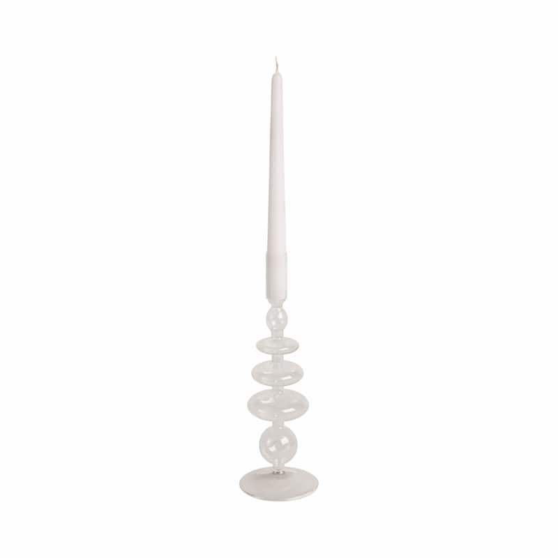 Modern Bubble Glass Candle Holder with Rounded Accent Base