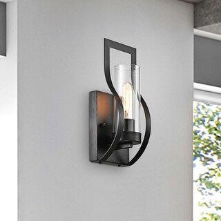 Anastasia 1 Light Wall Sconce with Clear Glass Shade and Curved Frame