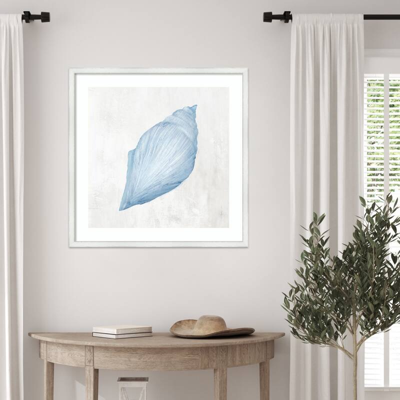 Light Blue Seashell No. 2 by Hannah Dawson Wood Framed Wall Art Print