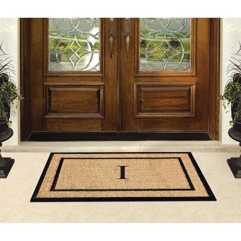 A1HC Natural Coir Monogrammed Door Mat for Front Door, Durable Large Outdoor Rug, Heavy Duty Welcome Doormat - 24" X 48"