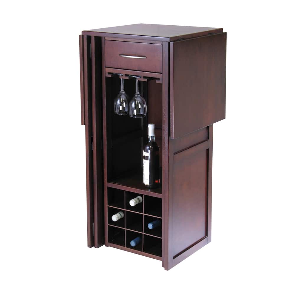 Newport Expandable Entertainment Wine Bar, Walnut - 50 x 17.87 x 40.16 inches