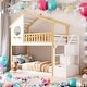 preview thumbnail 2 of 10, Roof Twin over Twin Bunk Bed House Bed With Storage and Guard Rail