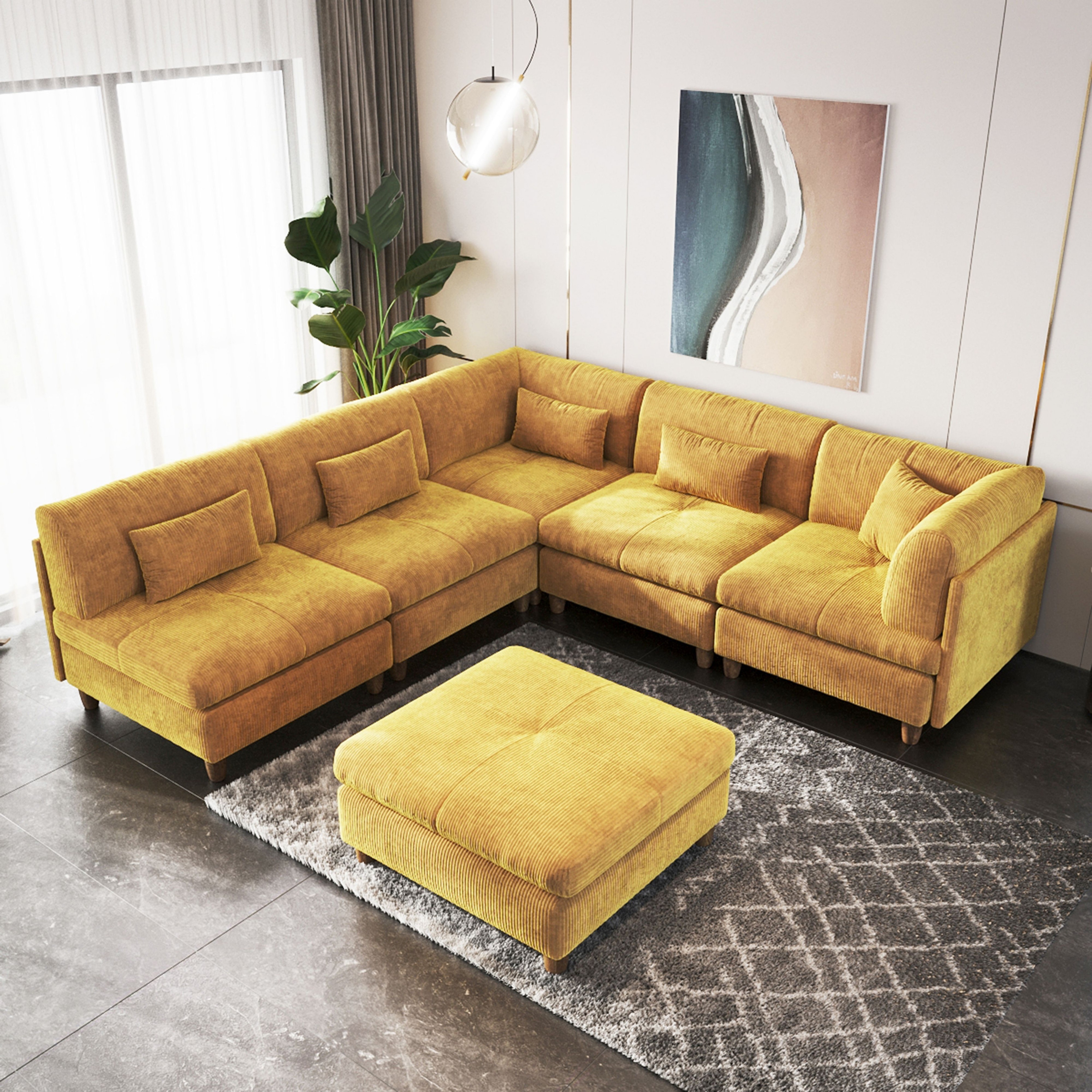 Yellow corduroy couch hot sale