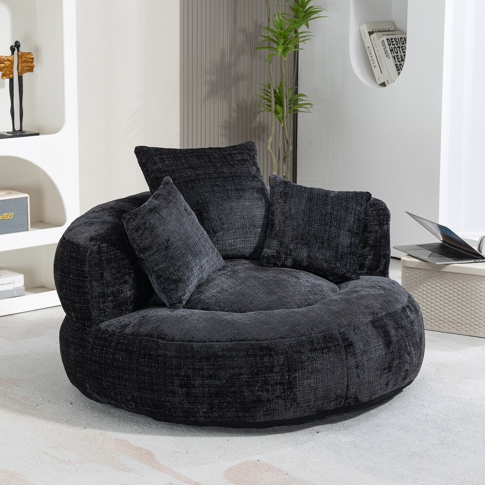 HOMEFUN Chenille Upholstered Durable Comfort Lounger High Back Bean Bag Chair