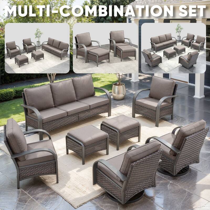 Outside Patio Swivel Chair Glider Chair with Ottomans