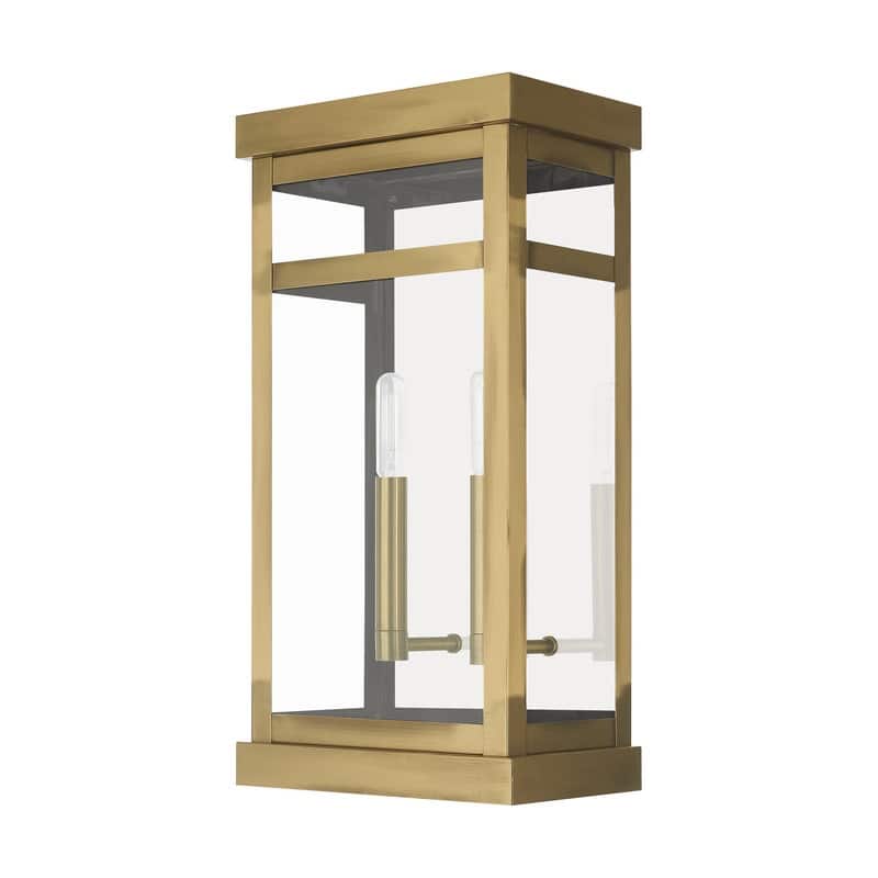 Livex Lighting 2-light Antique Brass Outdoor Wall Lantern, 20704-01 - 9.25" W X 18" H X 6.375" EXT