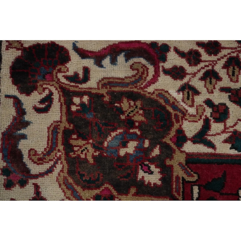 Hand Knotted Oriental 100% Wool Carpet Traditional Floral Red Heriz Area Rug - 11' 2'' X 7' 11''