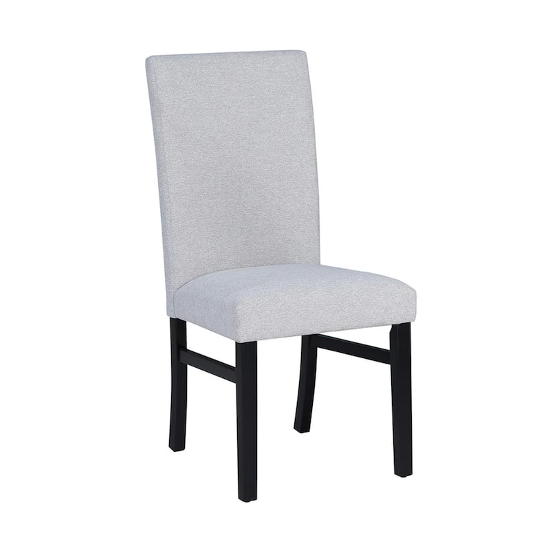 Ticy Dining Chair Set of 2, Dove Gray Padded Seat, Black Wood Legs
