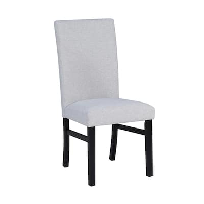 Ticy Dining Chair Set of 2, Dove Gray Padded Seat, Black Wood Legs
