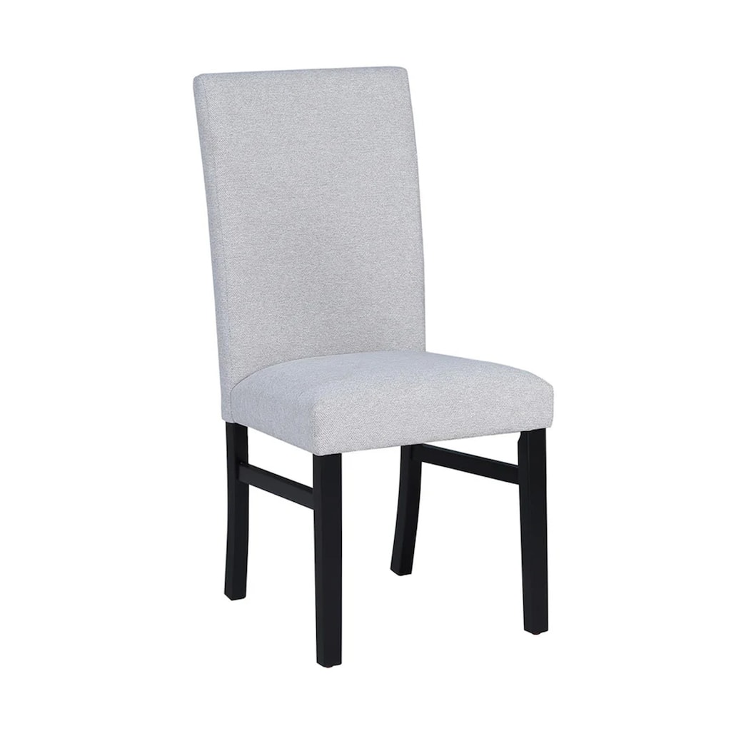 Ticy Dining Chair Set of 2, Dove Gray Padded Seat, Black Wood Legs
