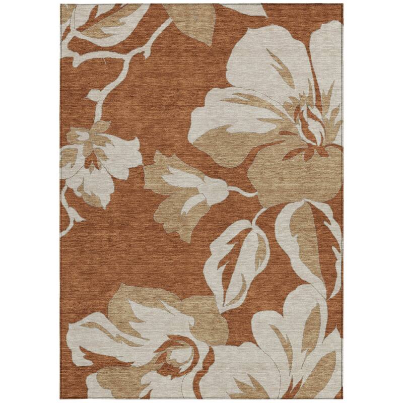 HomeRoots Floral Transitional Rectangle Outdoor Rug