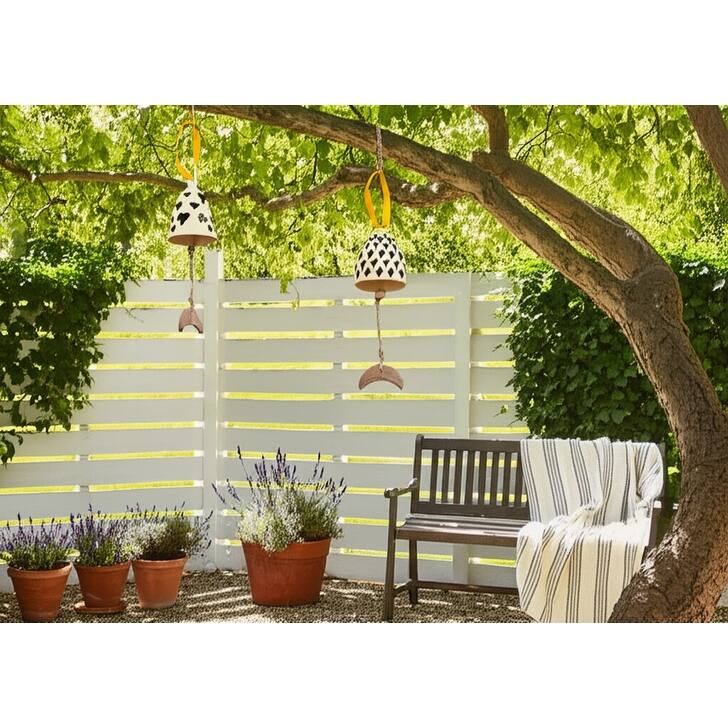 Ceramic Stoneware Hanging Bells with Jute Woven Accent (Set of 2) - 3" x 3" x 12" - Ivory - 3" x 3" x 12"