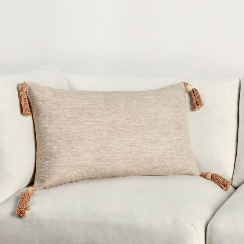 Villa by Classic Home Cherry Linen Blend Throw Pillow - 14x26 - Natural