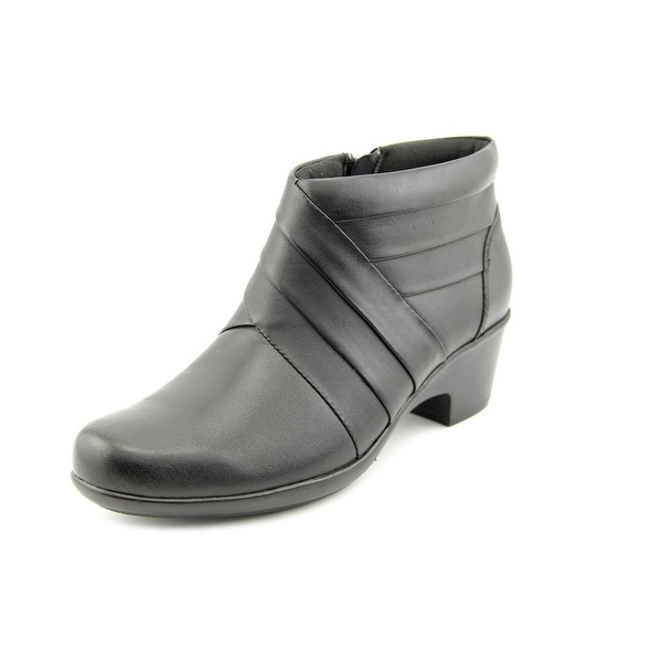 clarks quilted leather black ankle boot