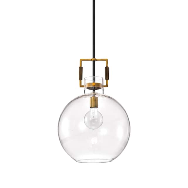 Oil Rubbed Bronze and Antique Gold 1-Light Clear Globe Glass Pendant