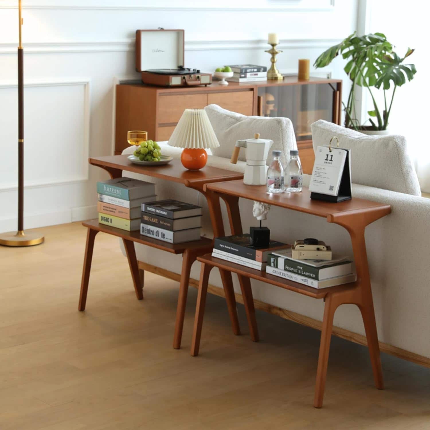 Solid Wood Console Table with Storage Shelf