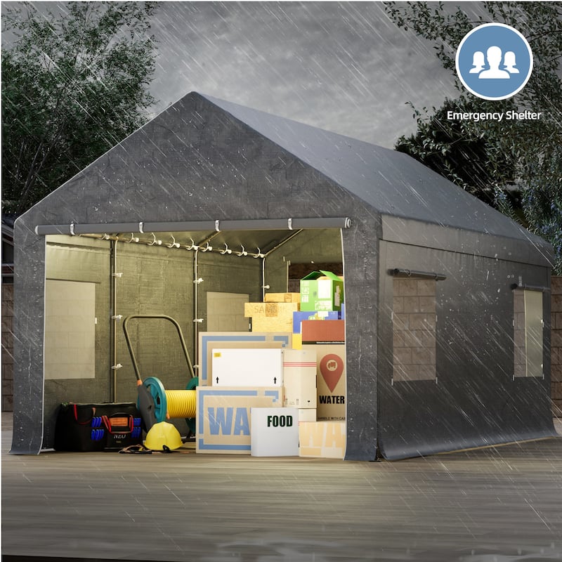 Heavy-Duty Fully Enclosed Carport - UV-Resistant, Waterproof Canopy with Roll-Up Windows & Reinforced Steel Frame