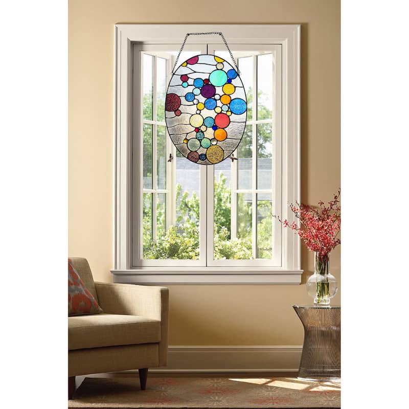 Bubbles 20"H x 14.5"W Oval Window Panel/ Suncatcher
