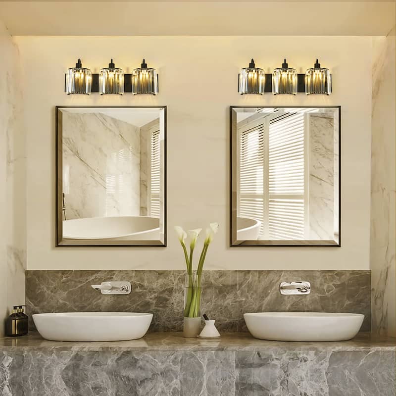 3-Light Modern Luxury Metal & Crystal Vanity Wall Light for Bathroom