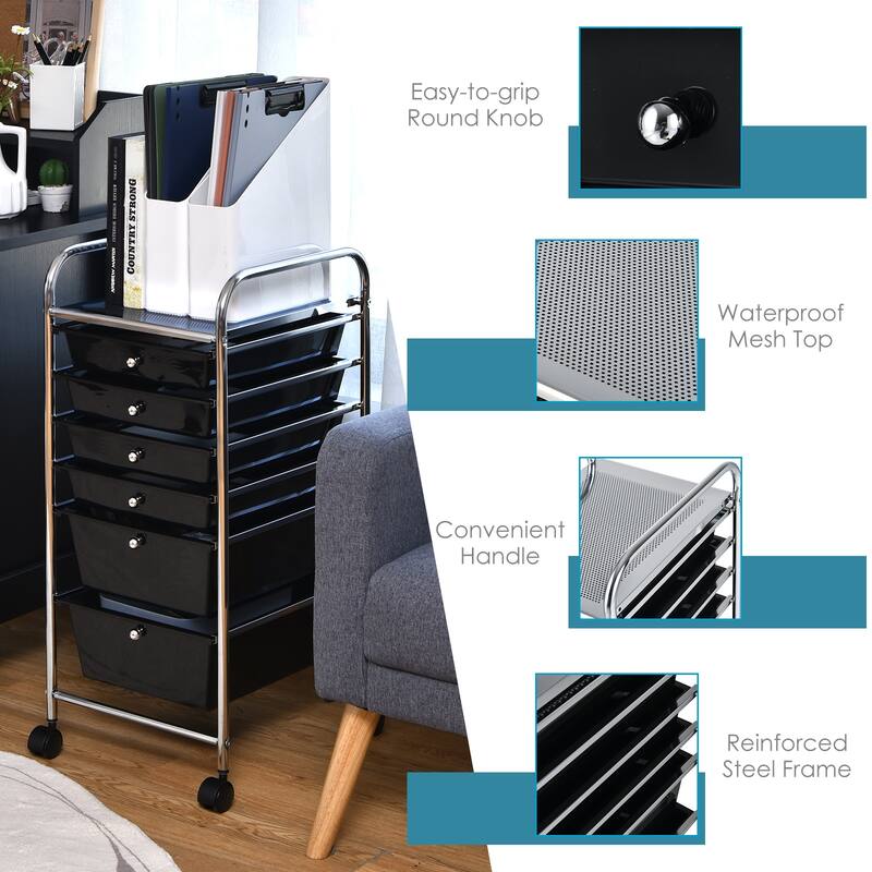 Costway 6 Drawer Rolling Storage Cart Scrapbook Paper Office Organizer - See details